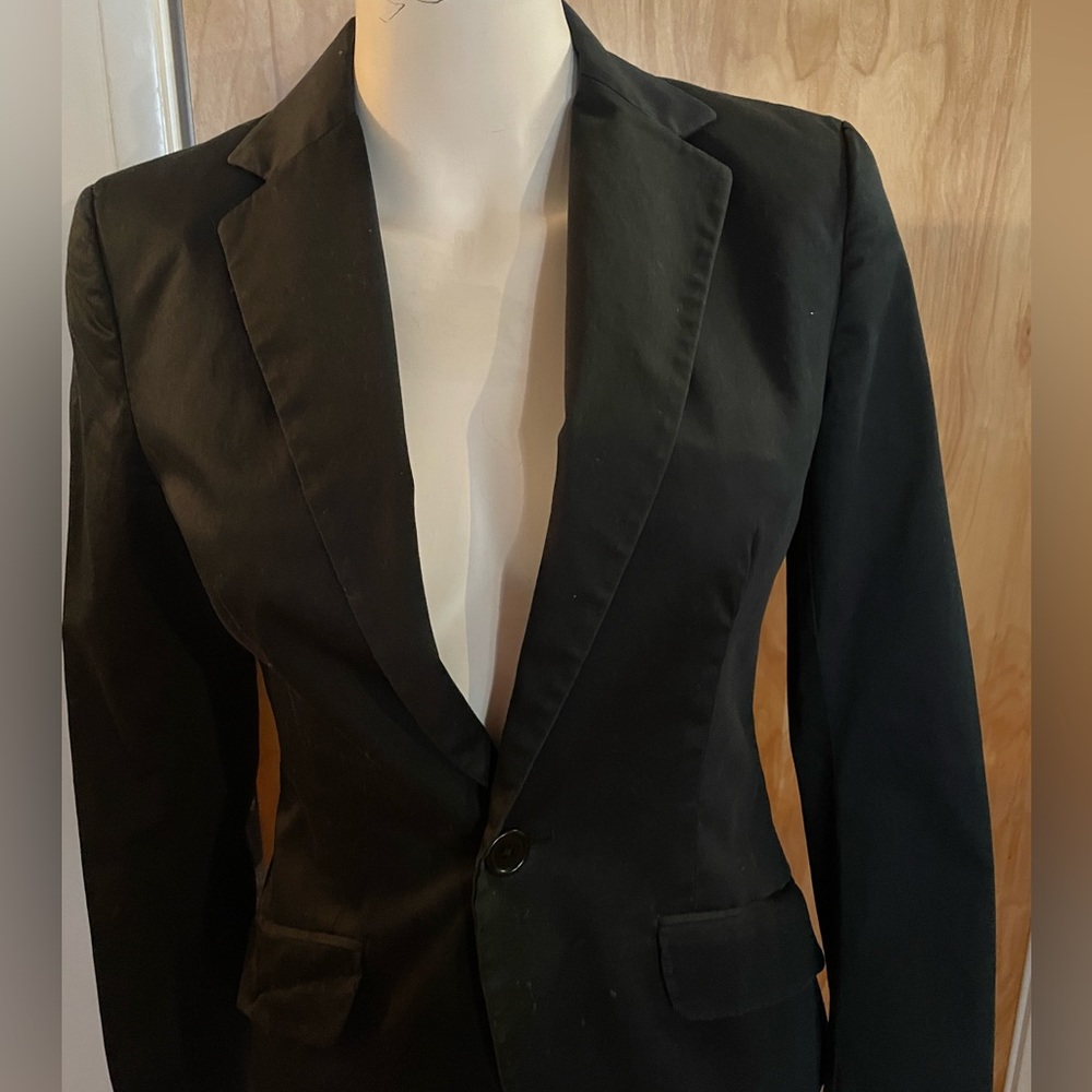 DESIGNER Ralph Lauren Rugby Womens Blazer Jacket  Black Cotton Size 2
